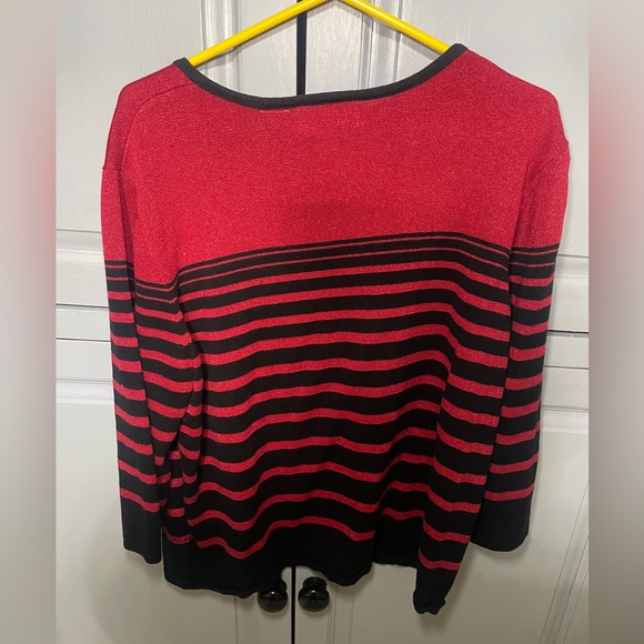 Alfred Dunner Black Red Striped Pullover Knit Sweater Women's Size 1X - Picture 6 of 6